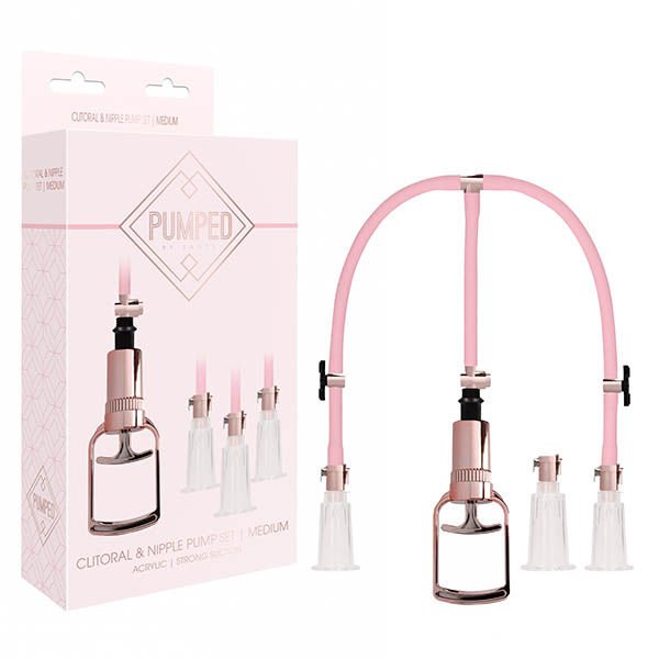 Pumped - clitoral & nipple pump set - Product front view and box front view | Flirtybay.com.au