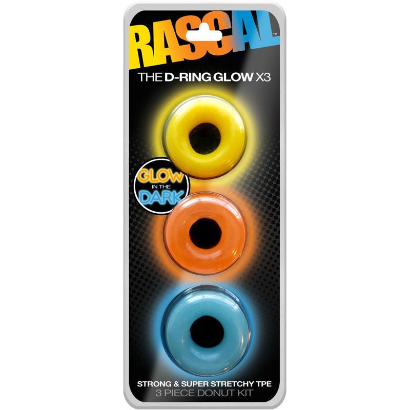 Rascal - the d-ring glow x3 - cock rings -  box front view | Flirtybay.com.au