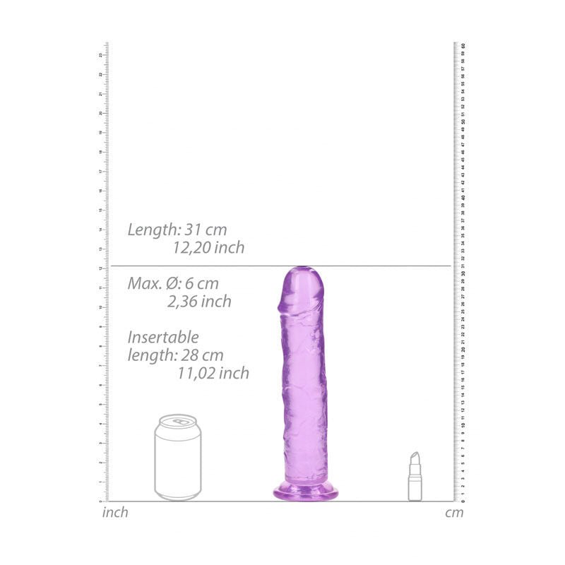Realcock - 12.2" straight dildo - purple, Product front view  | Flirtybay.com.au