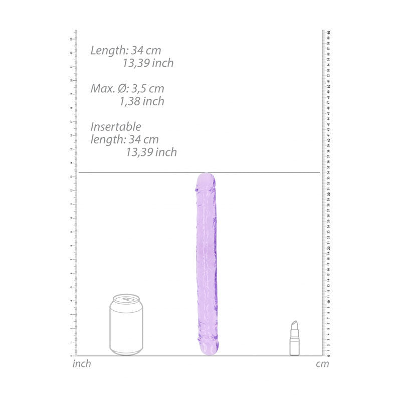 Realcock - 13.4" double dong - purple, Product front view, with sizes  | Flirtybay.com.au