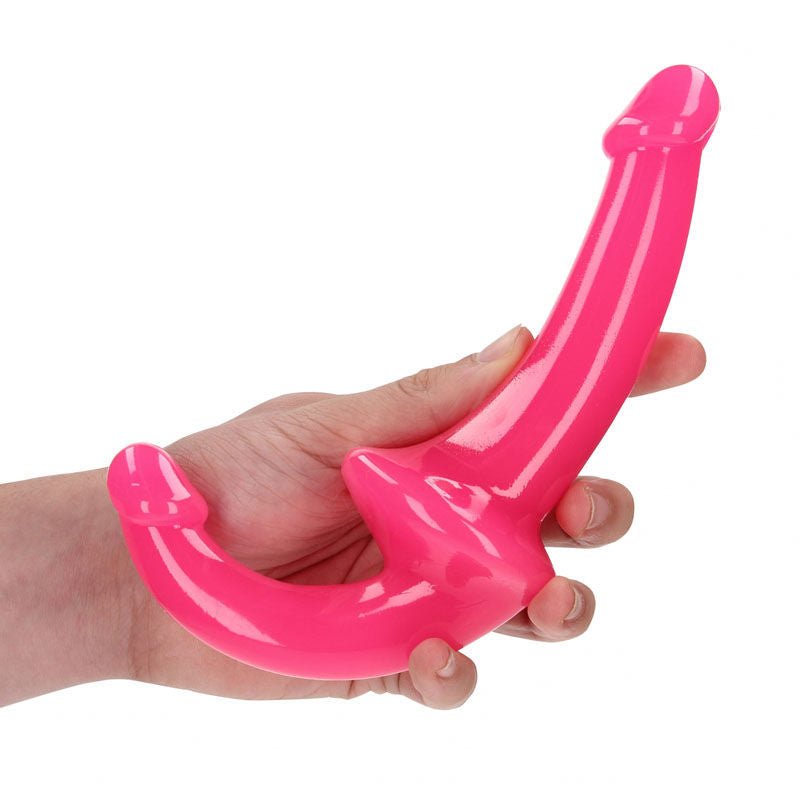 Realcock - 13.5 cm strapless strap-on glow in the dark - Pink, Product side view  | Flirtybay.com.au