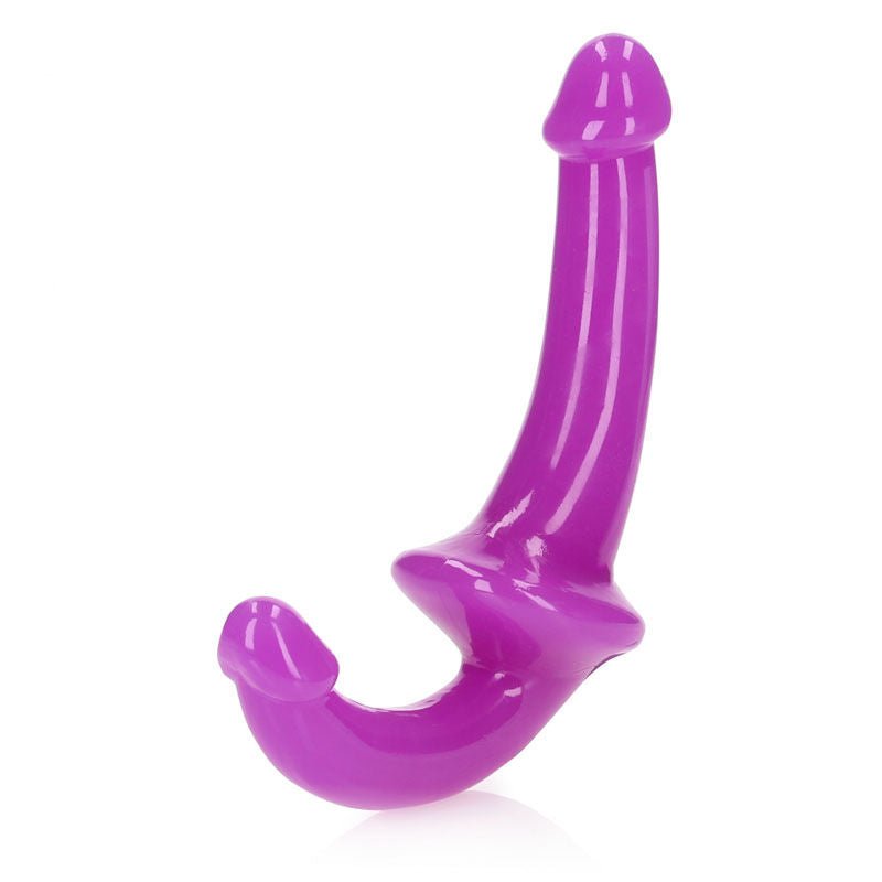 Realcock - 13.5 cm strapless strap-on glow in the dark - Purple, Product front view  | Flirtybay.com.au