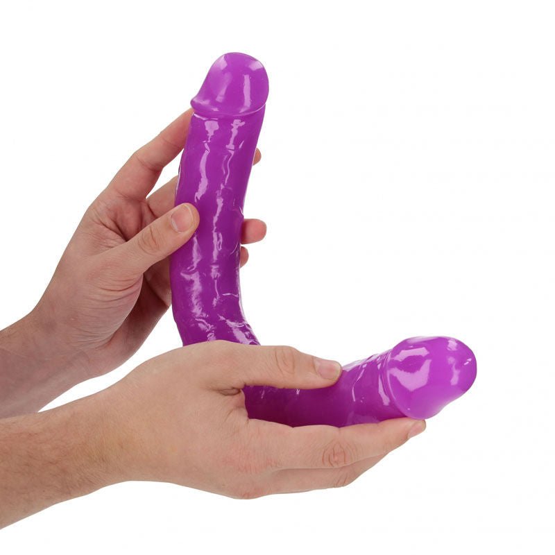 Realcock - 14.9" double dong glow - purple, Product side view  | Flirtybay.com.au