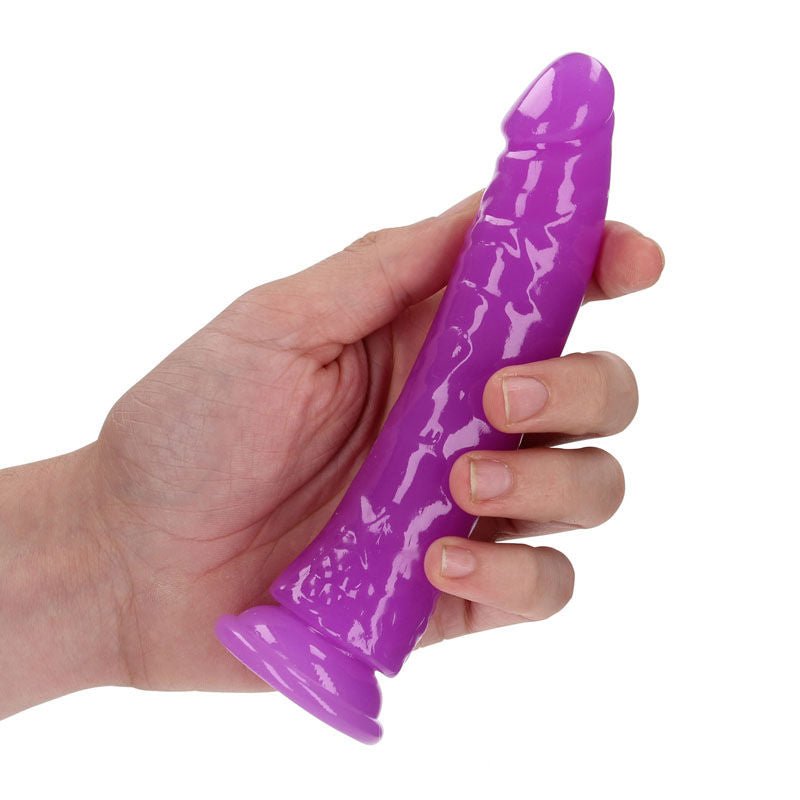 Realcock - 15.5 cm glow in the dark dildo - purple, Product side view  | Flirtybay.com.au