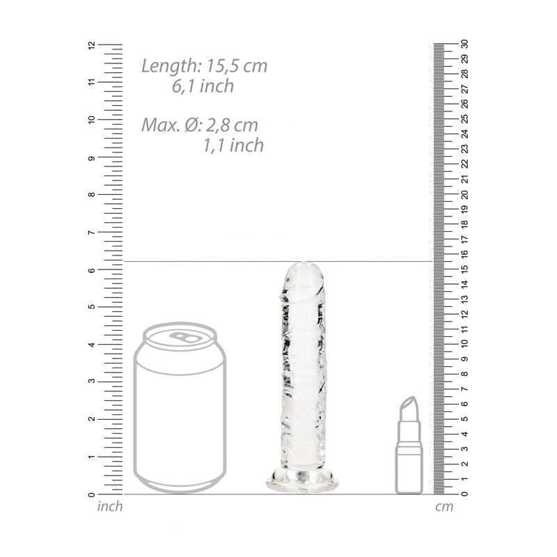 Realcock - 15.5 cm straight dildo - clear, product bottom view  | Flirtybay.com.au