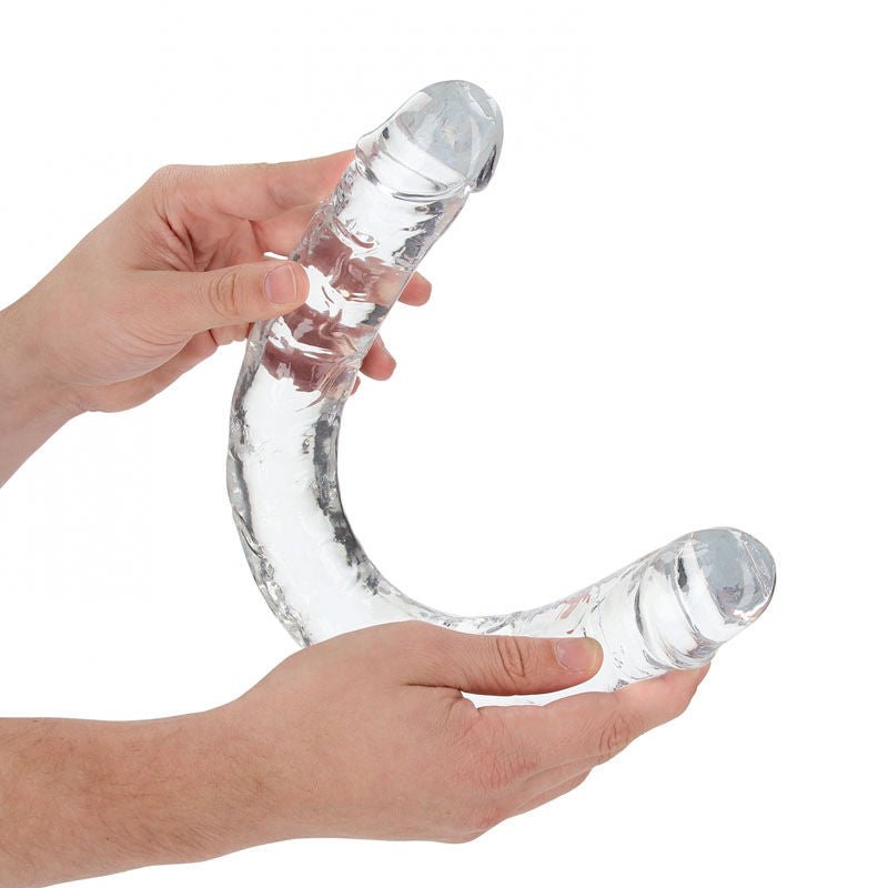 Realcock - 17.7" double dong - clear, Product side view  | Flirtybay.com.au