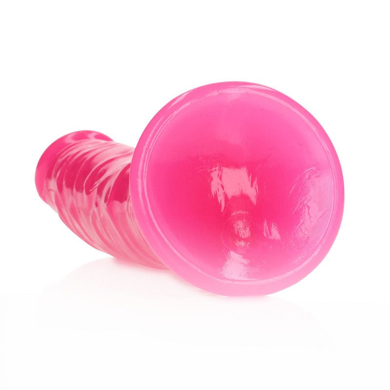 Realcock - 18 cm slim glow in the dark didlo - Pink, Product bottom view  | Flirtybay.com.au