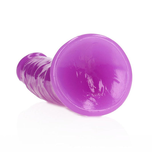 Realcock - 18 cm slim glow in the dark didlo - purple, Product bottom view  | Flirtybay.com.au