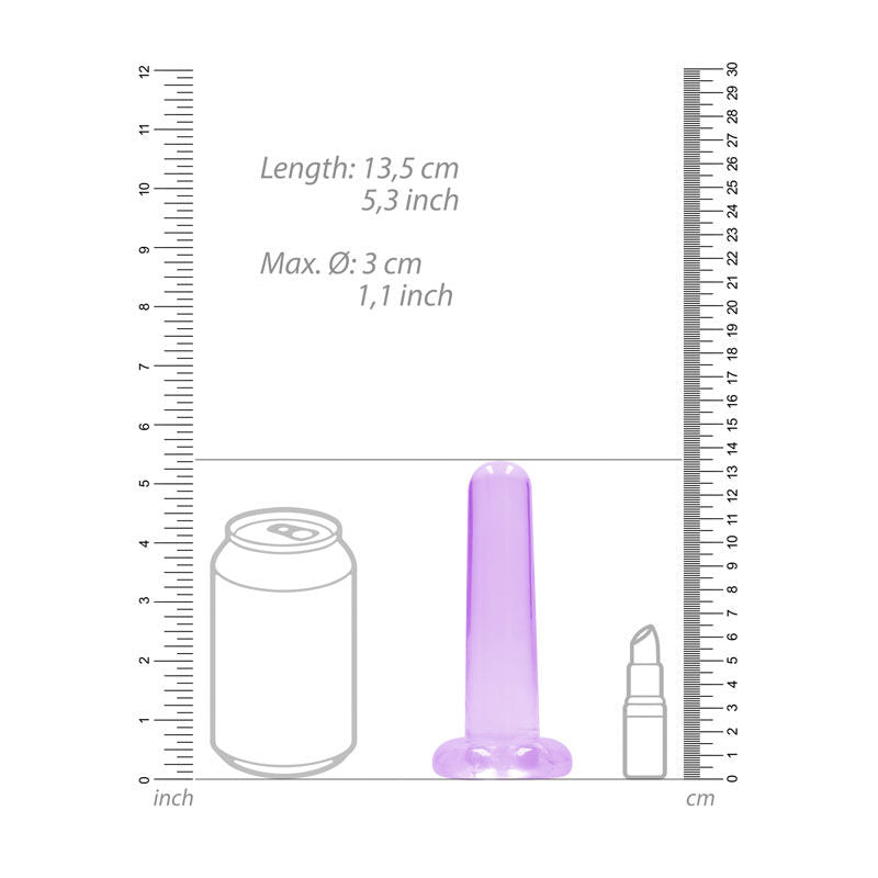 Realcock - 5" non realistic dildo with suction cup - purple, Product front view, with sizes  | Flirtybay.com.au