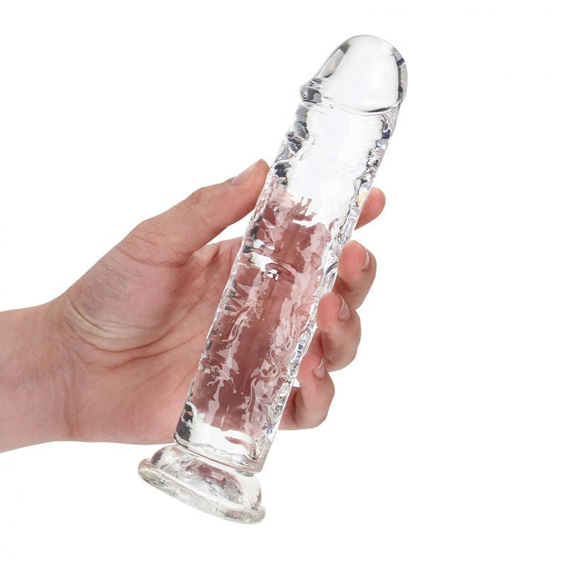 Realcock - 7.9" straight dildo - clear, Product side view  | Flirtybay.com.au