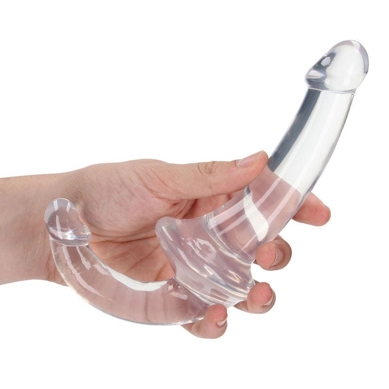 Realcock - 7.9" strapless strap-on - Clear, Product side view  | Flirtybay.com.au