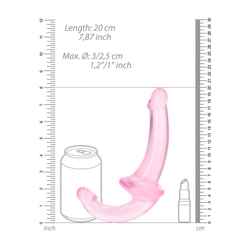 Realcock - 7.9" strapless strap-on - Pink, Product front view, with sizes  | Flirtybay.com.au