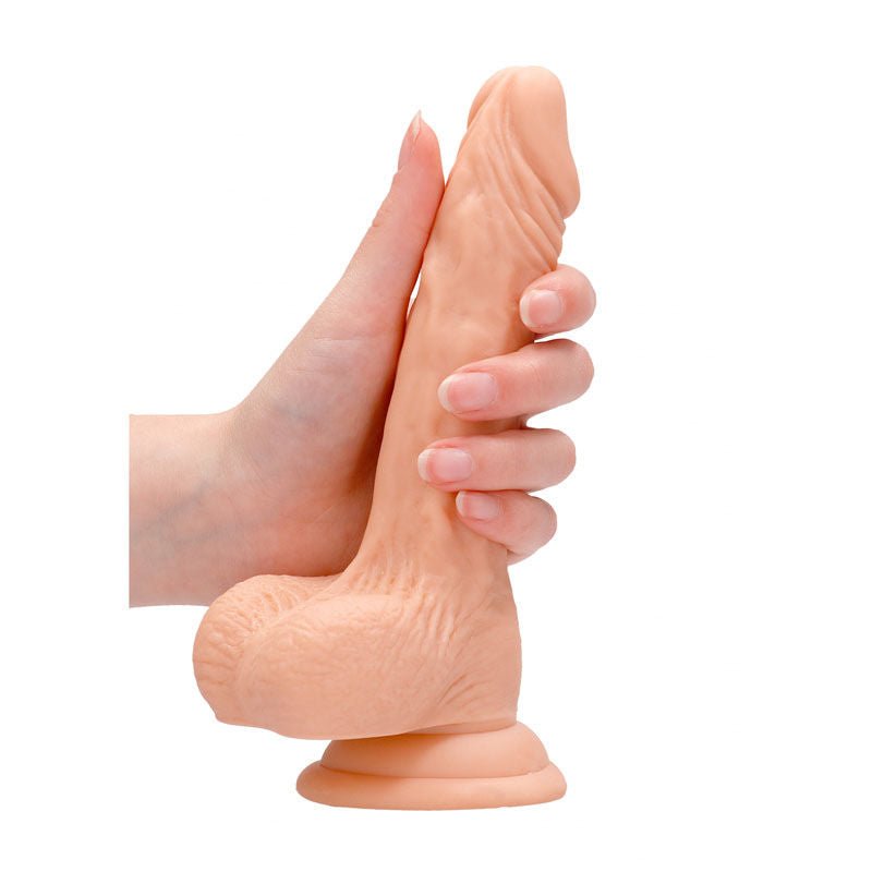 Realcock - 7'' realistic dildo with balls - flesh, Product side view  | Flirtybay.com.au