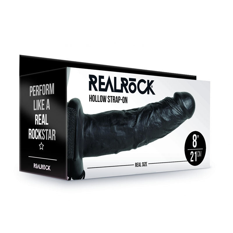 Realcock - 8" hollow strap-on -  box side view | Flirtybay.com.au