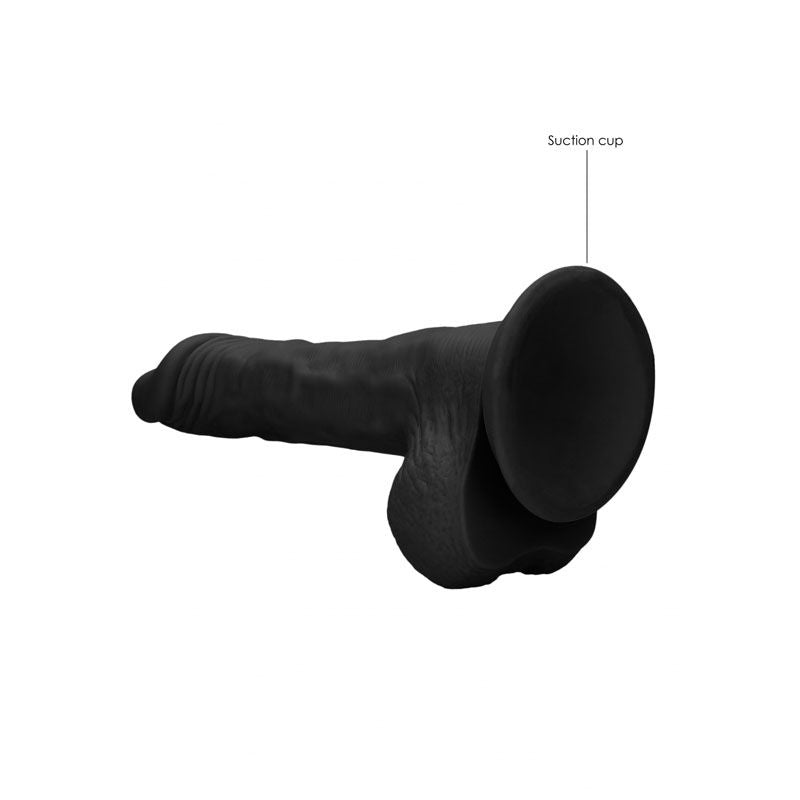 Realcock - 8'' realistic dildo with balls - black, Product bottom view  | Flirtybay.com.au