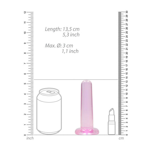 Realcock - non realistic 5" dildo with suction cup - pink, Product front view, with sizes  | Flirtybay.com.au