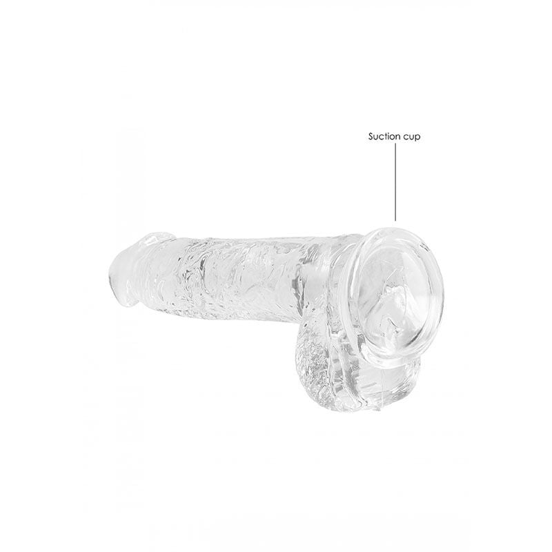 Realrock - 6'' realistic dildo with balls - clear, Product bottom view  | Flirtybay.com.au