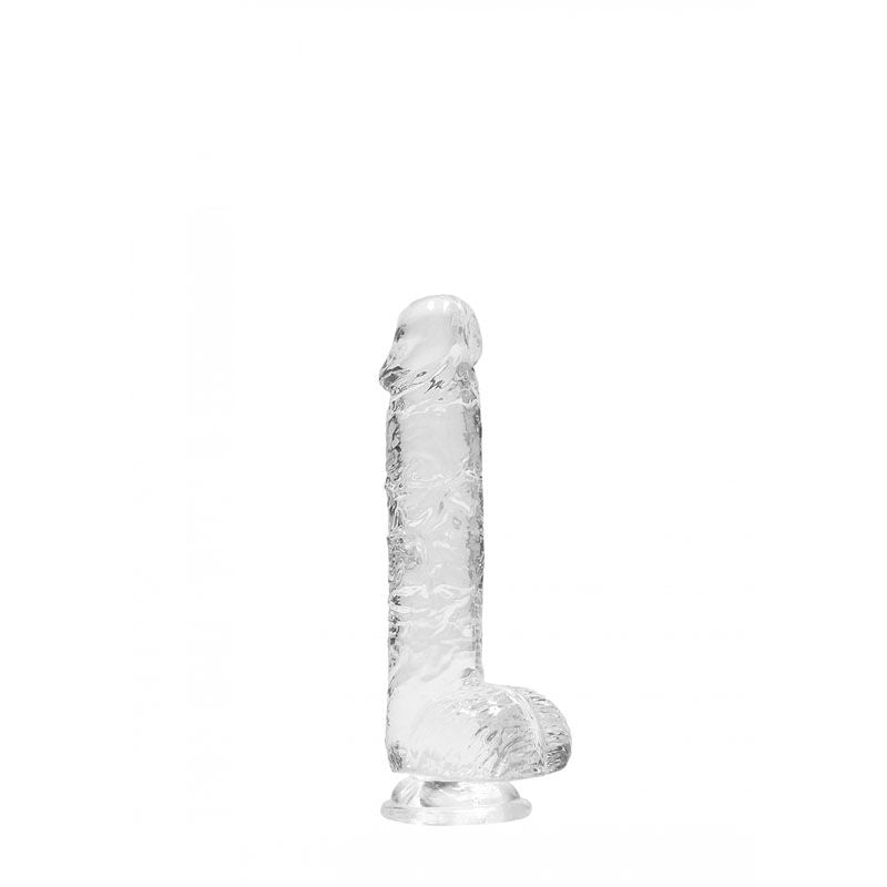 Realrock - 6'' realistic dildo with balls - clear, Product front view  | Flirtybay.com.au