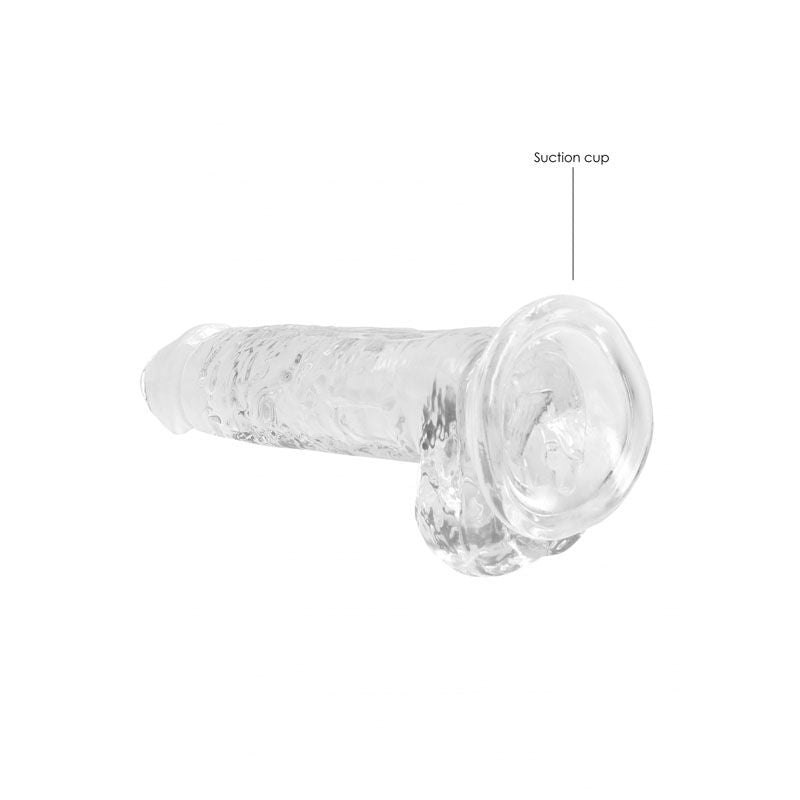 Realrock 7'' realistic dildo with balls - clear, Product bottom view  | Flirtybay.com.au