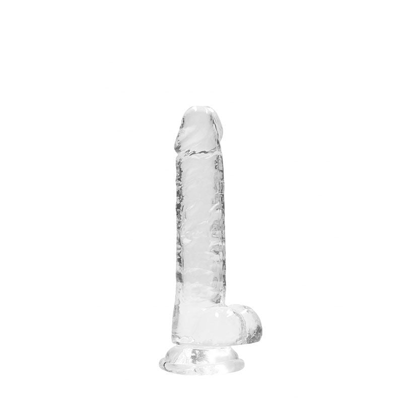 Realrock 7'' realistic dildo with balls - clear, Product front view  | Flirtybay.com.au