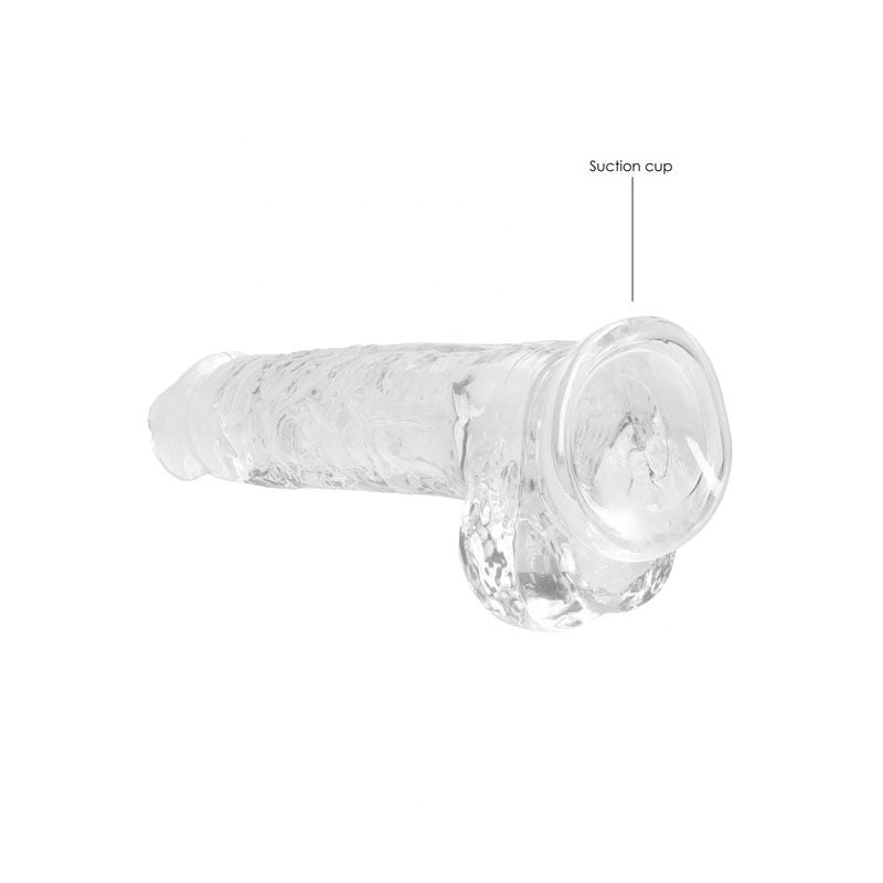 Realrock - 8'' realistic dildo with balls - clear, Product bottom view  | Flirtybay.com.au