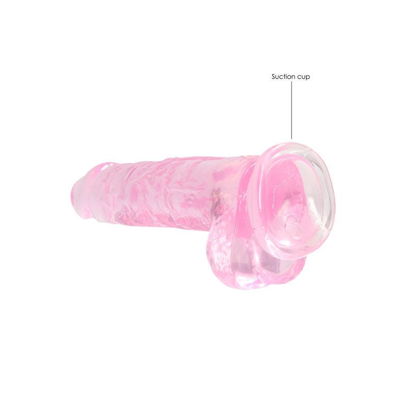 Realrock - 8'' realistic dildo with balls - pink, Product bottom view  | Flirtybay.com.au