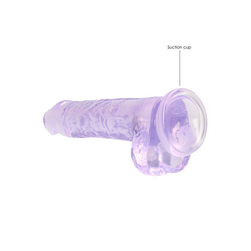 Realrock - 8'' realistic dildo with balls - purple, Product bottom view  | Flirtybay.com.au