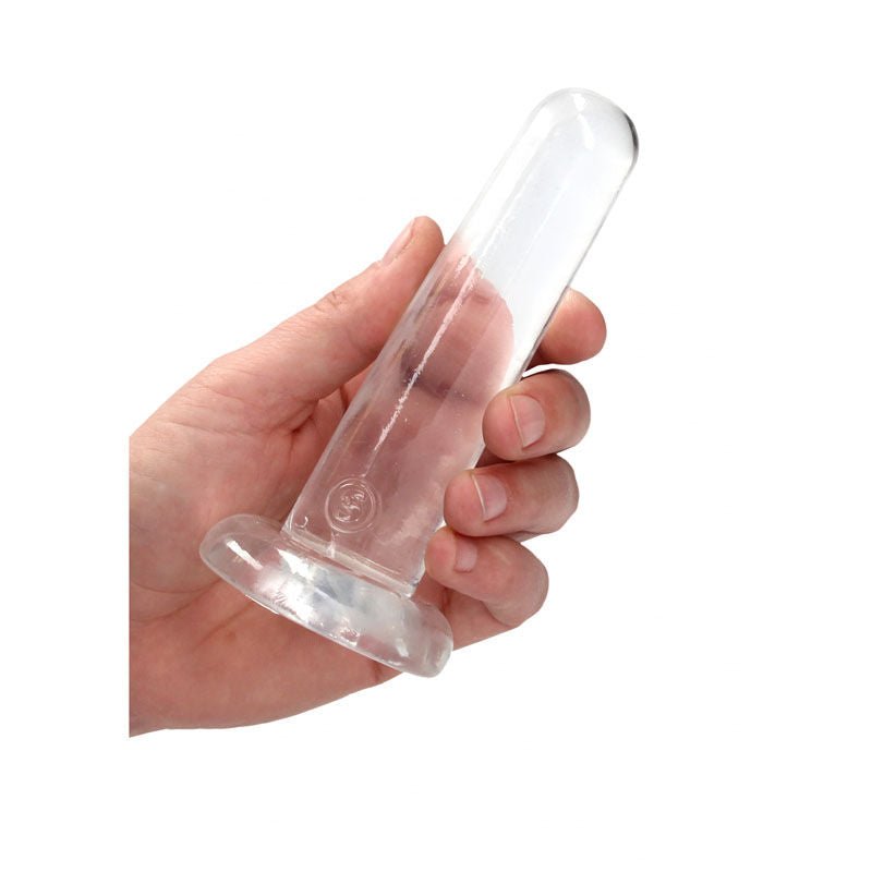 Realcock - 5" non realistic dildo with suction cup - clear, Product side view  | Flirtybay.com.au