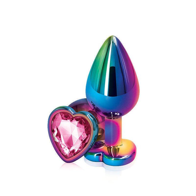 Rear assets - multi heart - pink butt plug - pink-M, Product front view  | Flirtybay.com.au