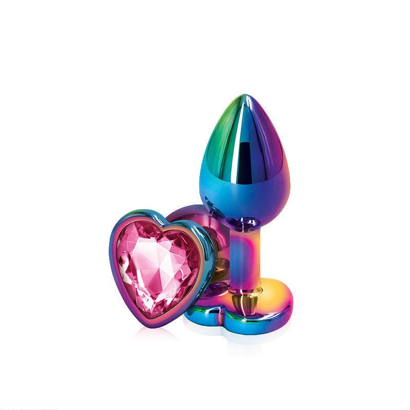 Rear assets - multi heart - pink butt plug - pink-S, Product front view  | Flirtybay.com.au
