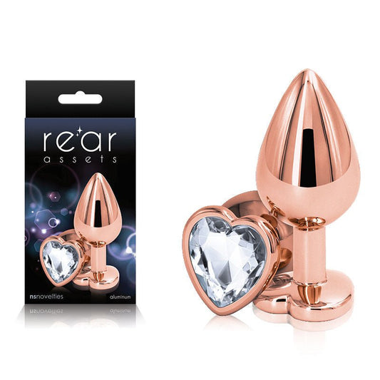 Rear assets - rose gold - crystal heart - M, Product front view and box front view | Flirtybay.com.au