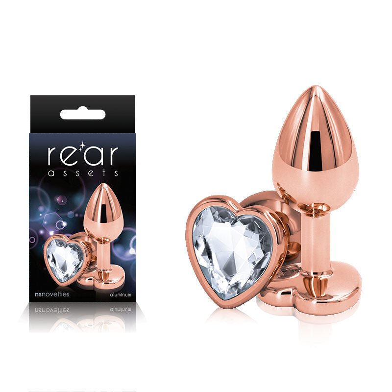 Rear assets - rose gold - crystal heart - S, Product front view and box front view | Flirtybay.com.au