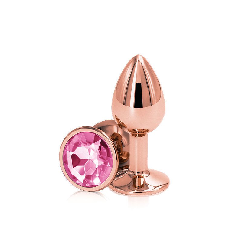 Rear assets - rose gold - pink butt plug - S, Product front view  | Flirtybay.com.au