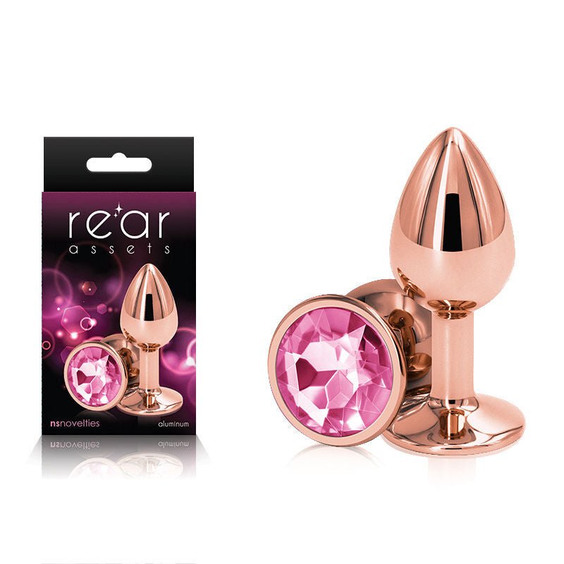 Rear assets - rose gold - pink butt plug - S, Product front view  | Flirtybay.com.au