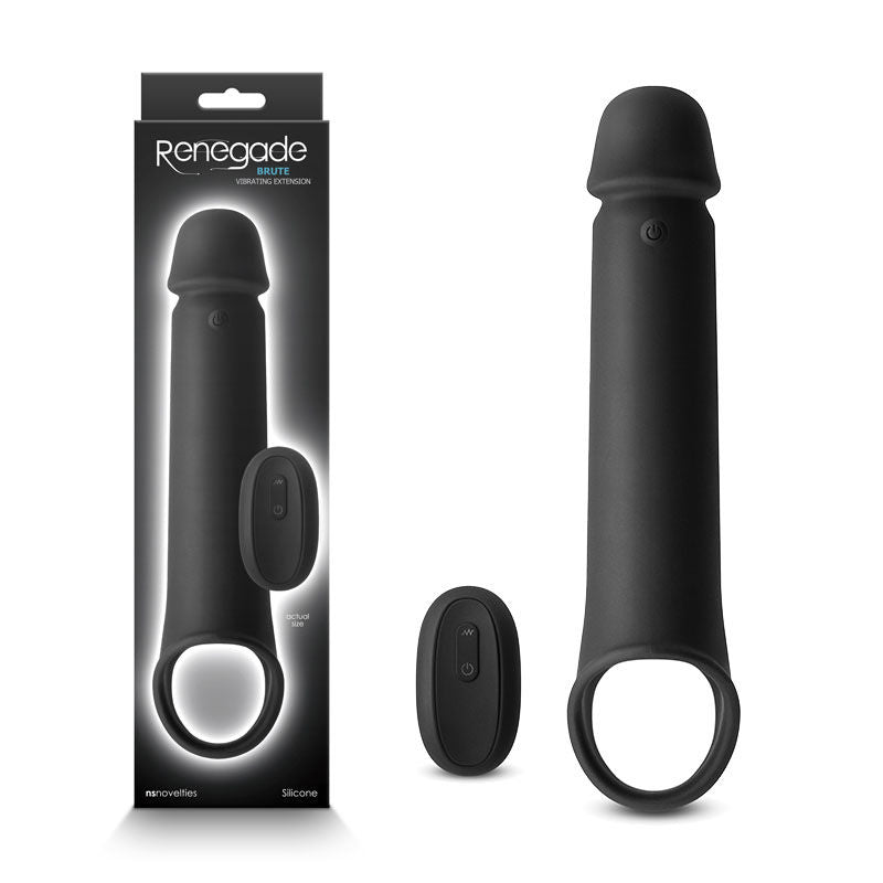 Renegade brute - vibrating penis extender - Product front view and box front view | Flirtybay.com.au