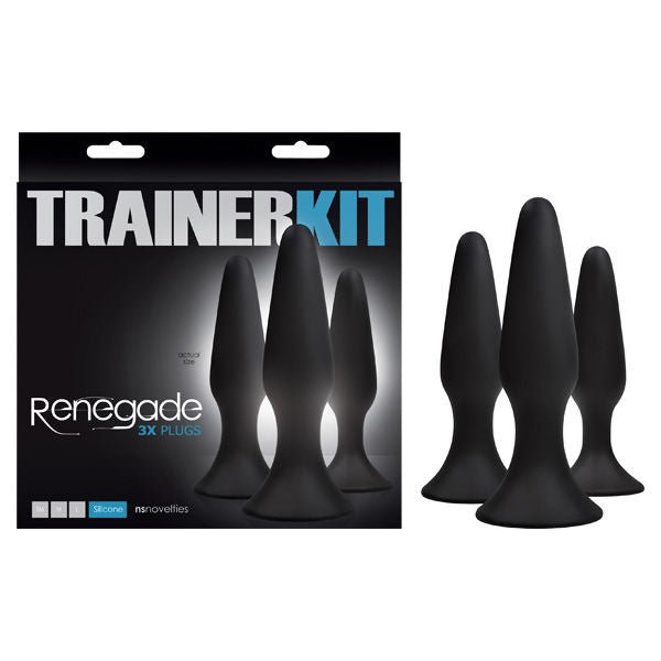 Renegade sliders trainer kit - butt plugs - Product front view and box front view | Flirtybay.com.au