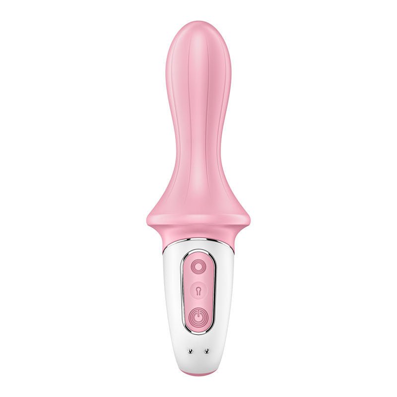 Satisfyer - air pump booty 5 - app controlled inflatable vibrator - pink, Product front view, focus on buttons  | Flirtybay.com.au