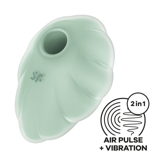Satisfyer - cloud dancer - mint - air pulse - clitoral suction stimulator - Product side view  | Flirty Bay