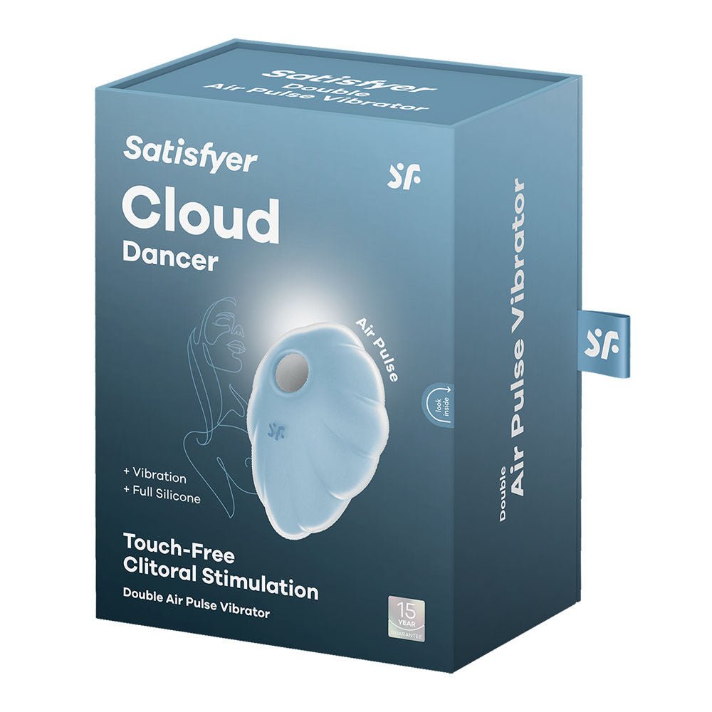 Satisfyer cloud dancer - pressure wave clitoral vibrator -  box side view | Flirtybay.com.au