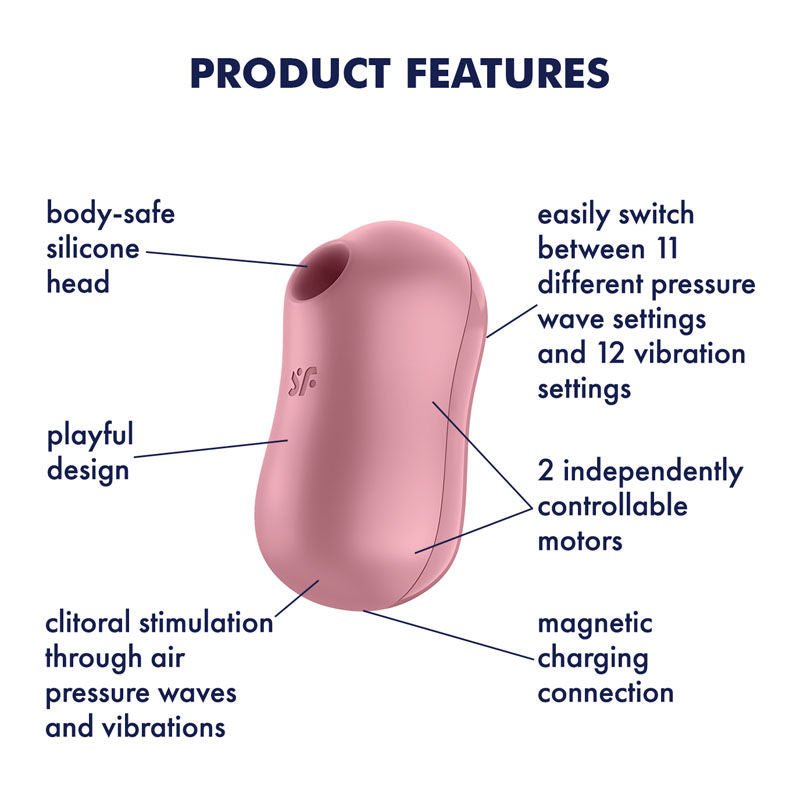 Satisfyer cotton candy - clitoral suction stimulator - Product side view, with specifications  | Flirtybay.com.au