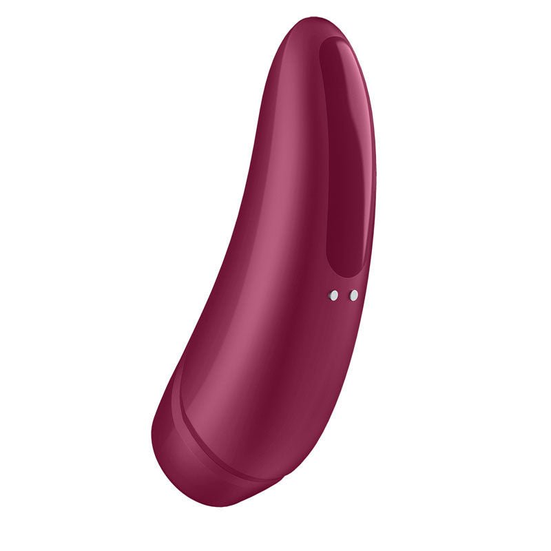 Satisfyer - curvy 1+ app controlled clitoral suction stimulator - red, Product side three view  | Flirtybay.com.au