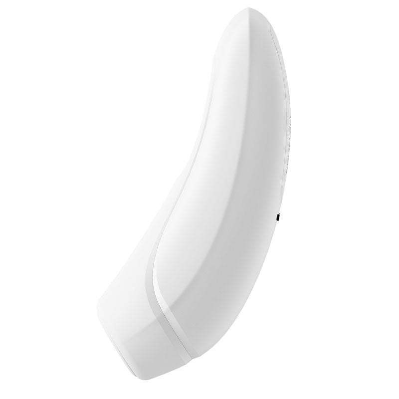 Satisfyer - curvy 1+ app controlled clitoral suction stimulator - white, Product side three view  | Flirtybay.com.au