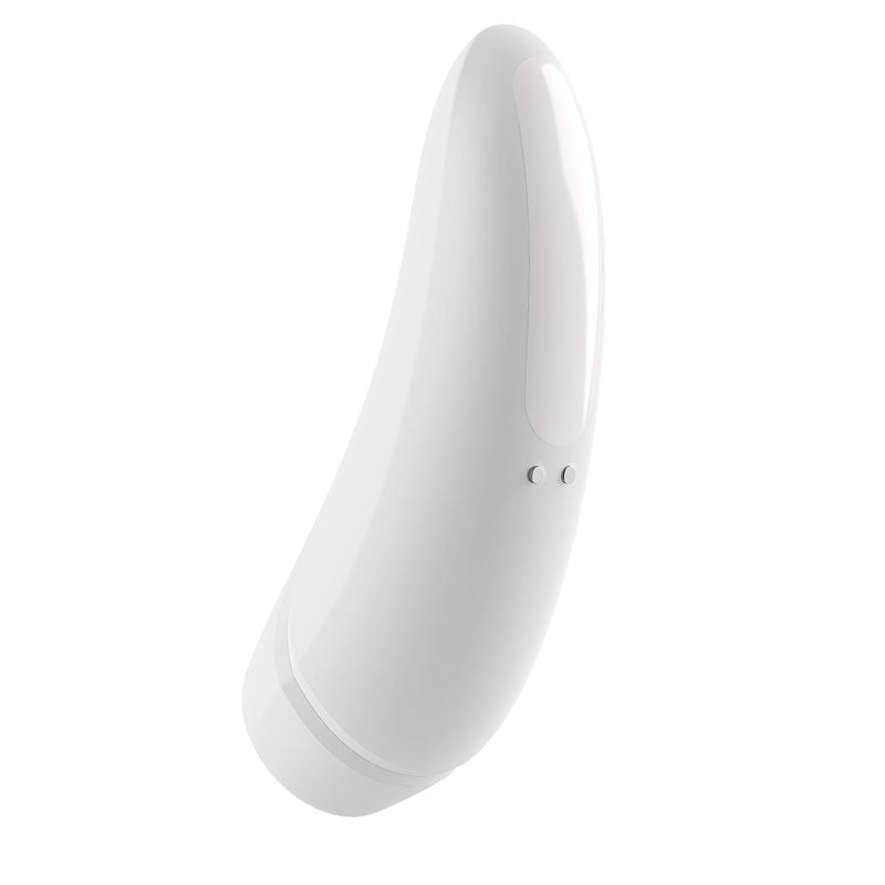 Satisfyer - curvy 1+ app controlled clitoral suction stimulator - white, Product side two view  | Flirtybay.com.au