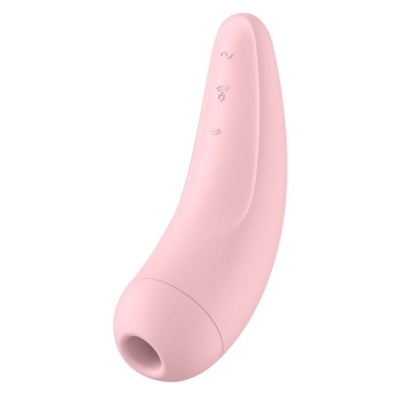 Satisfyer curvy 2+ app controlled clitoral suction stimulator - Pink, Product side view  | Flirtybay.com.au