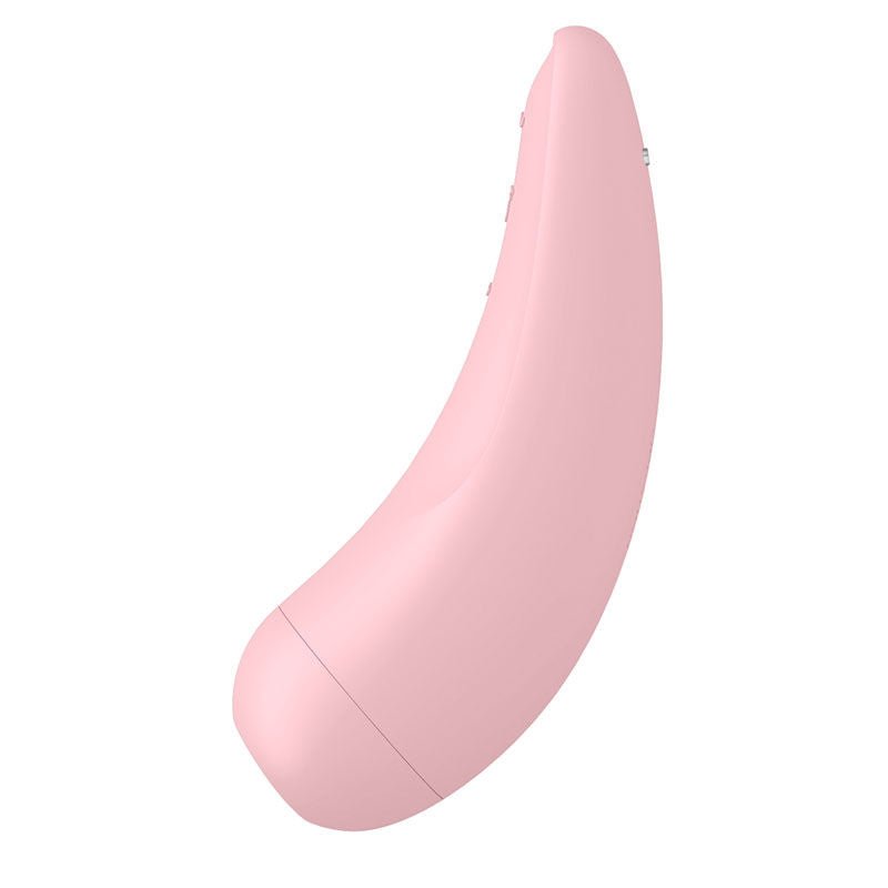 Satisfyer curvy 2+ app controlled clitoral suction stimulator - Pink, Product side two view  | Flirtybay.com.au