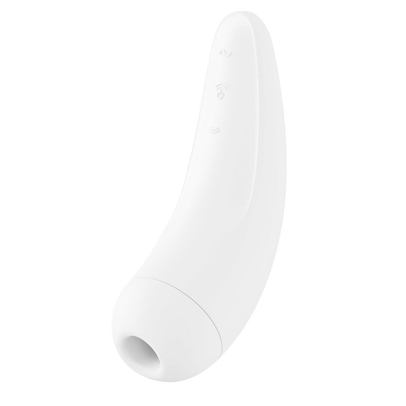 Satisfyer curvy 2+ app controlled clitoral suction stimulator - white, Product side view  | Flirtybay.com.au