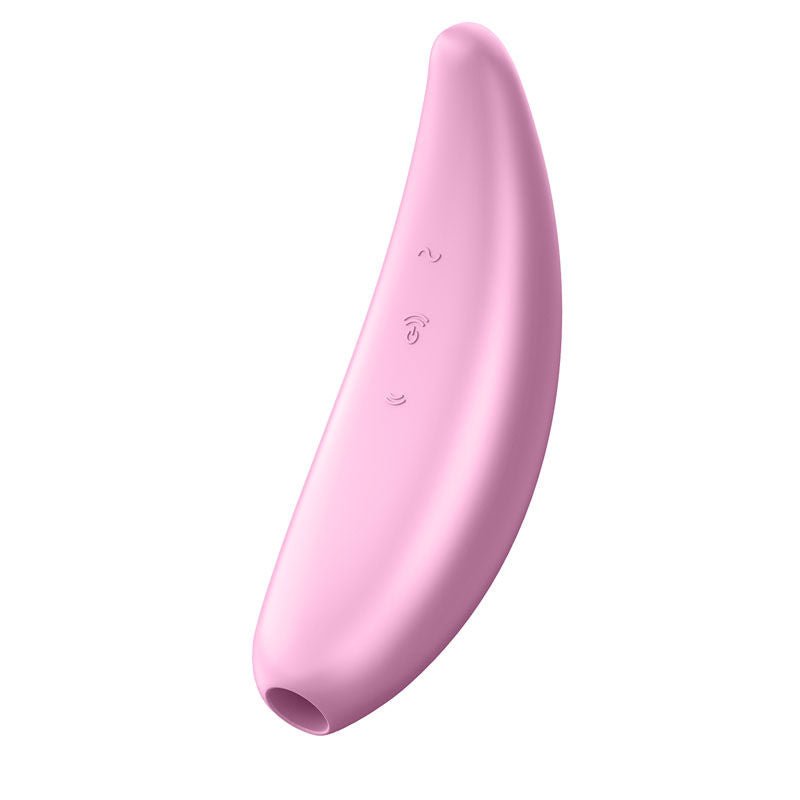Satisfyer - curvy 3 app controlled clitoral suction stimulator - Pink, Product side two view  | Flirtybay.com.au