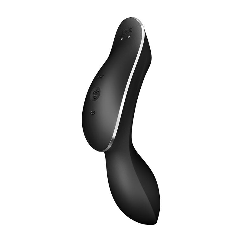 Satisfyer - curvy trinity 2 - clitoral suction stimulator - Black, Product side three view  | Flirtybay.com.au