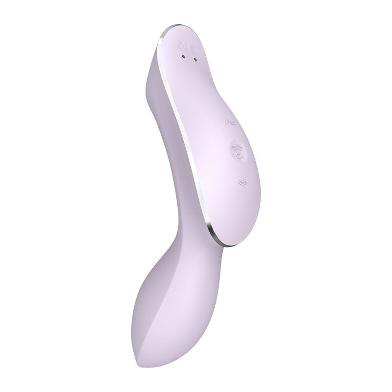 Satisfyer - curvy trinity 2 - clitoral suction stimulator - purple, Product side three view  | Flirtybay.com.au