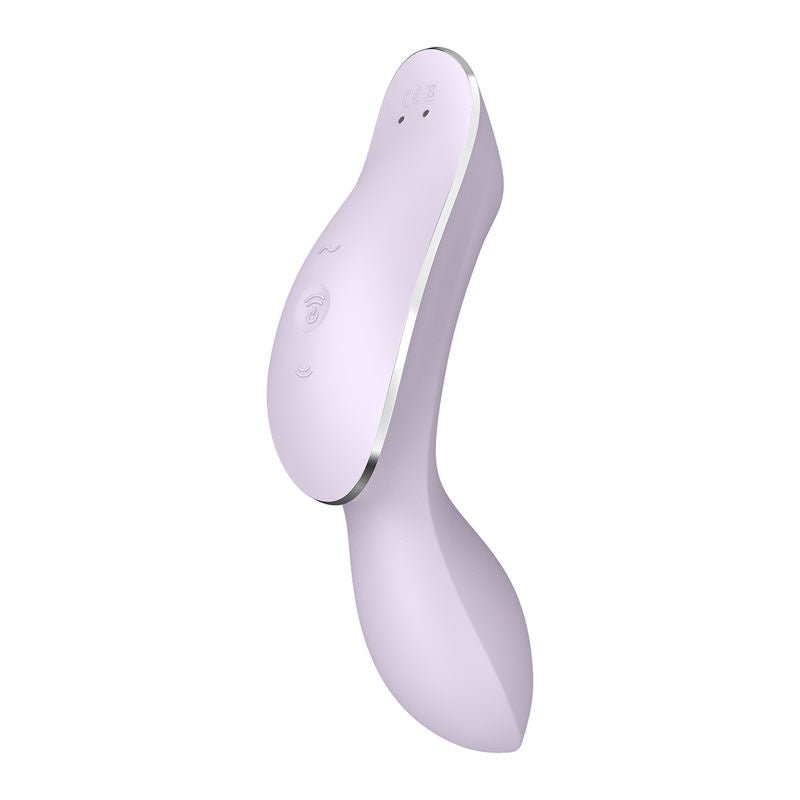 Satisfyer - curvy trinity 2 - clitoral suction stimulator - purple, Product side two view  | Flirtybay.com.au